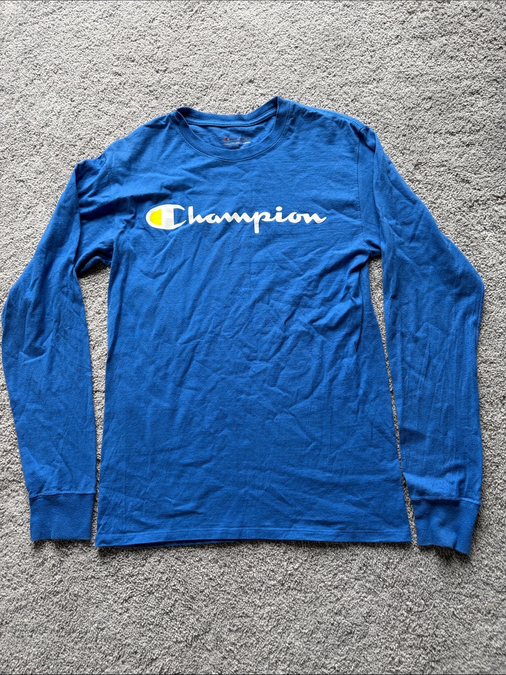 Champion Long Sleeve Logo Tee in Royal Blue